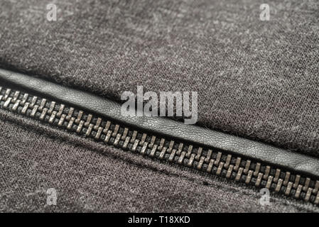 gray jersey textile dress with zipper detail Stock Photo