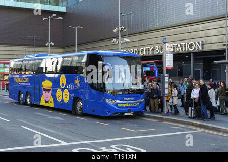 Megabus coach at Stratford City bus station, London England United Kingdom UK Stock Photo