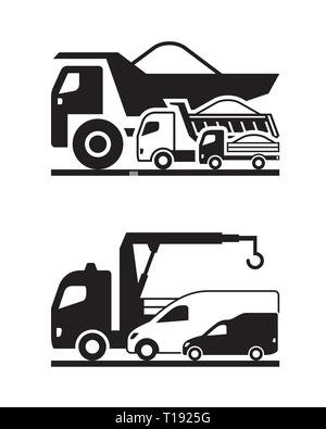Various construction trucks - vector illustration Stock Vector