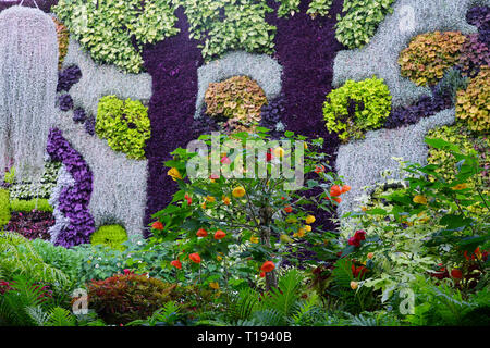 SYDNEY, AUSTRALIA -18 JUL 2018- View of the Calyx, an event and exhibit space with a large green living plant wall in the Royal Botanical Gardens in S Stock Photo