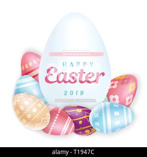 Writing on Easter eggs composition Stock Vector