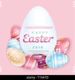 Set of Easter eggs with inscription Stock Vector