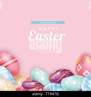 Easter writing over heap of eggs Stock Vector
