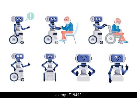 Robot assistant isolated. Stock Vector