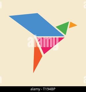 colorful origami bird logo Stock Vector