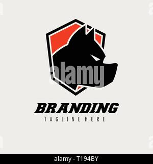 Boxer Dog Logo With Shield Stock Vector