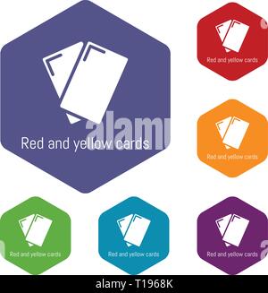 Red yellow card icons vector hexahedron Stock Vector