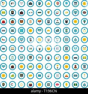 100 mining investigation icons set, flat style Stock Vector