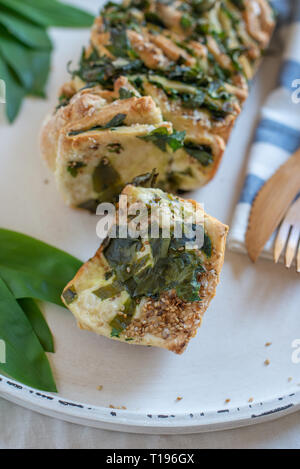 Wild garlic pull apart bread Stock Photo