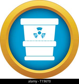 Trashcan containing radioactive waste icon blue vector isolated Stock Vector