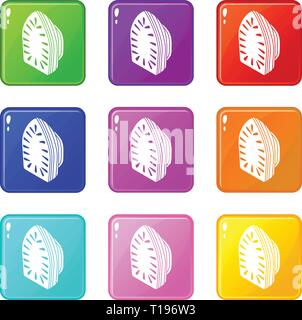 Iron icons set 9 color collection Stock Vector