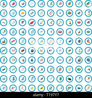 100 money wealth icons set, isometric 3d style Stock Vector