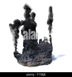 hydrothermal vents, black smoker (3d rendering isolated on white background) Stock Photo