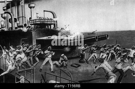 POTEMKIN MUTINY - Russian sailors on deck of the ship during the 1905 ...