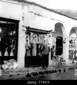 geography / travel historic, Albania, cities and communities, Tirana, trade, shops for metal goods and butcher, 1930s, Additional-Rights-Clearance-Info-Not-Available Stock Photo