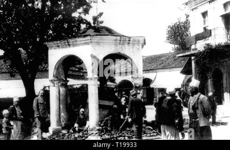 geography / travel historic, Albania, cities and communities, Tirana, trade, shoe dealer, old bazaar, 1930s, Additional-Rights-Clearance-Info-Not-Available Stock Photo