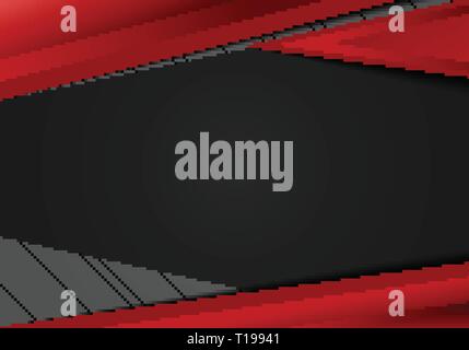 Abstract template red geometric triangles contrast black background. You can use for corporate design, cover brochure, book, banner web, advertising,  Stock Vector