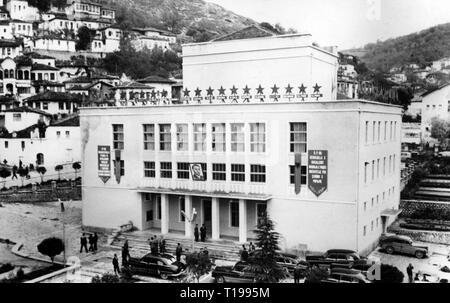 geography / travel historic, Albania, cities and communities, Tirana, buildings, palace of culture, exterior view, 1964, Additional-Rights-Clearance-Info-Not-Available Stock Photo