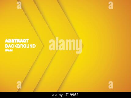 Abstract 3D yellow triangle with overlap paper layer gradient color with copy space background. Vector illustration Stock Vector