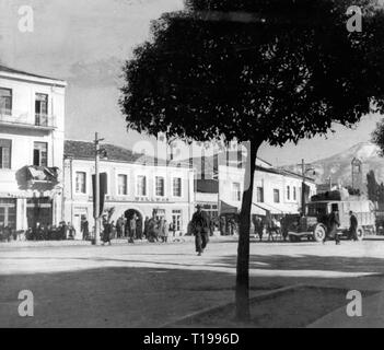 geography / travel historic, Albania, cities and communities, Tirana, streets, street scene, 1930s, Additional-Rights-Clearance-Info-Not-Available Stock Photo