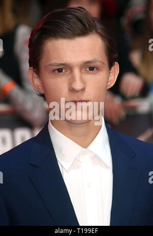 Apr 26, 2016 - London, England, UK - Captain America: Civil War European Film Premiere, Vue Westfield - Red Carpet Arrivals Photo Shows: Tom Holland Stock Photo