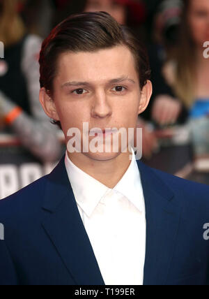 Apr 26, 2016 - London, England, UK - Captain America: Civil War European Film Premiere, Vue Westfield - Red Carpet Arrivals Photo Shows: Tom Holland Stock Photo