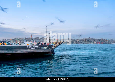 Istanbul, Turkey, 29 January 2019: Ferry at Sirkeci Stock Photo