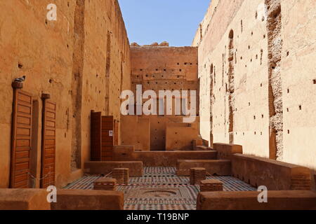 Former guest houses, Badi Palace, Place des Ferblantiers, Kasbah, Medina, Marrakesh, Marrakesh-Safi region, Morocco, north Africa Stock Photo