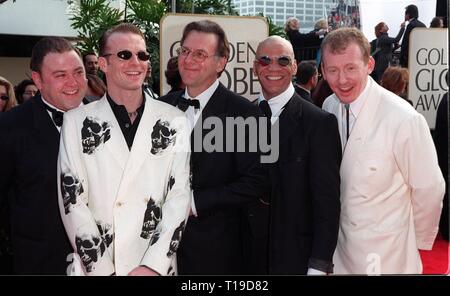LOS ANGELES, CA - January 18, 1998: Cast of 'The Full Monty' at the Golden Globe Awards. Stock Photo