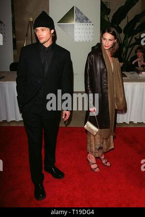 LOS ANGELES, CA - February 21, 1998: Actor BRAD PITT with actress CLAIRE FORLANI, who stars with him in his new movie 'Meet Joe Black,' at the 50th Annual Writers Guild Awards in Beverly Hills. Stock Photo