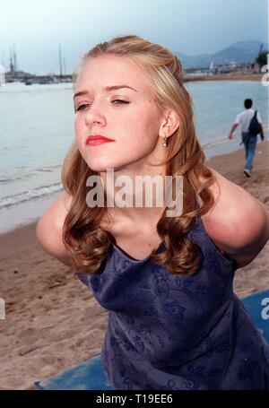 CANNES, FRANCE - May 19, 1998:  'Lolita' star DOMINIQUE SWAIN at the Cannes Film Festival to promote her new movie, '[Girl].' Stock Photo