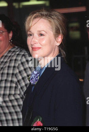 LOS ANGELES, CA - September 16, 1998: Actress MERYL STREEP at the Hollywood premiere of her new movie, 'One True Thing,' in which she stars with Rene Zellweger. Stock Photo