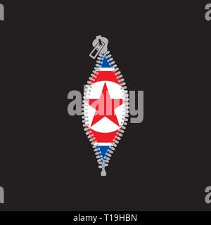 North Korea spy undercover zipper design template Stock Vector