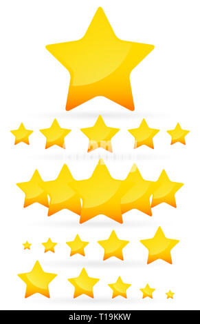 Eps 10 vector illustration of yellow and orange rounded stars with glossy reflection Stock Photo