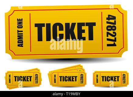 Admit one tickets. 4 compositions. Editable vector. Stock Photo