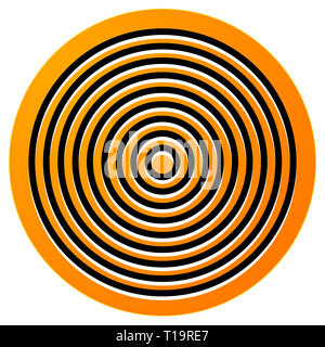 Abstract concentric circles, rings on a disc. Stock Photo