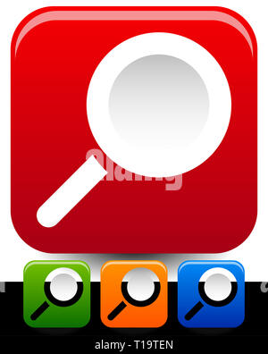 Square magnifying glass / magnifier icons. 5 colors Stock Photo - Alamy
