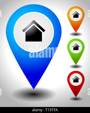 Map Marker flat orange and yellow colors round stamp icon Stock Photo ...