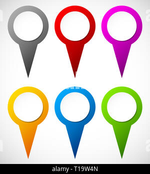 Set of colorful map markers, map pins Stock Photo