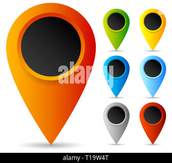 Set of colorful map markers, map pins Stock Photo