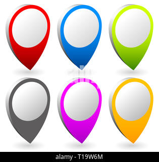 Set of colorful map markers, map pins Stock Photo