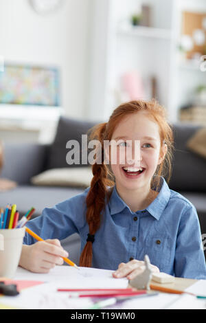 Smiling Red haired Girl Stock Photo