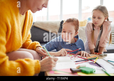 Children Making Handmade Cards Stock Photo