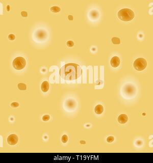 Seamless cheese texture with holes. Vector illustation of realistic surface of cheese. Delicious meal. Stock Vector