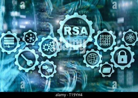 RSA. Rivest Shamir Adleman cryptosystem. Cryptography and Network Security Stock Photo