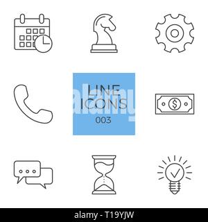 Business Related Vector Line Icons Set. Isolated on White Background. Editable Stroke. Stock Vector
