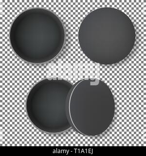open round metal box Stock Vector