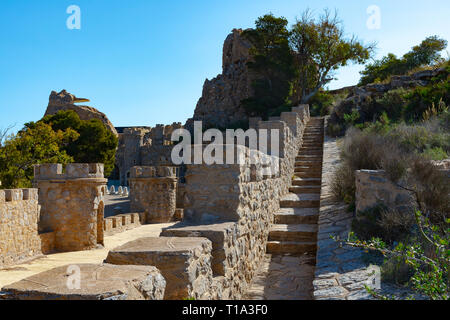 Castillitos cannons battery in Murcia, Spain. Abandoned coastal defense barracks. Stock Photo