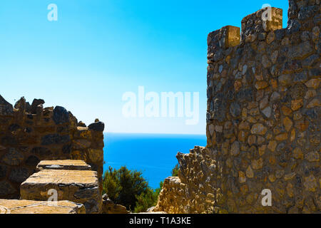 Castillitos cannons battery in Murcia, Spain. Abandoned coastal defense barracks. Stock Photo