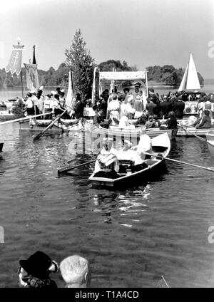 religion, Christianity, ecclesial feasts, lake procession on Corpus Christi day, Staffelsee, circa 1970, Additional-Rights-Clearance-Info-Not-Available Stock Photo